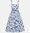 Carolina Herrera Sleeveless Scoop Neck Midi Dress With Sash In White Multi