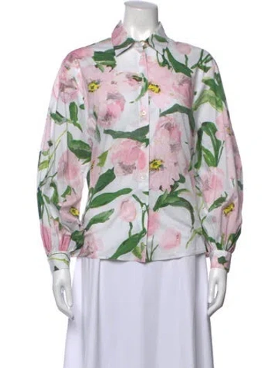 Pre-owned Carolina Herrera Floral Floral Print Blouse In Pink