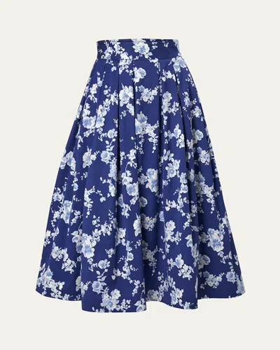CAROLINA HERRERA FLORAL FULL MIDI SKIRT