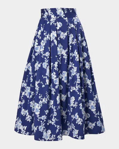 CAROLINA HERRERA FLORAL FULL MIDI SKIRT