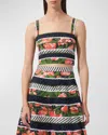 Carolina Herrera Floral Guipure Lace Ric Rac Crop Top In Midnight Multi