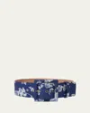 Carolina Herrera Icon Floral-print Leather-backed Faille Belt