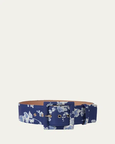 Carolina Herrera Icon Floral-print Leather-backed Faille Belt