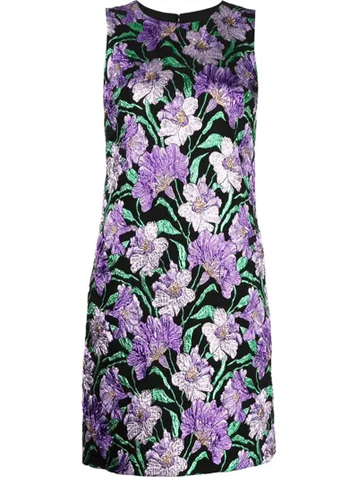 Carolina Herrera Floral-jacquard A-line Mini Dress In Multicolour