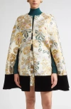 Carolina Herrera Floral Jacquard & Velvet Cape In Multi