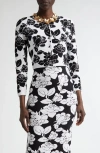 Carolina Herrera Floral Jacquard Crop Cardigan In Multi