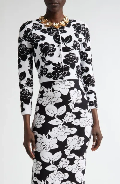 Carolina Herrera Floral Jacquard Crop Cardigan In Multi