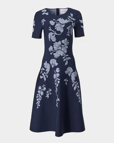 Carolina Herrera Floral Jacquard Flare Dress