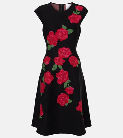 Carolina Herrera Floral-jacquard Midi Dress In Black Multi