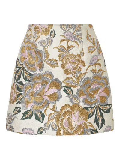 CAROLINA HERRERA FLORAL-JACQUARD MINI SKIRT