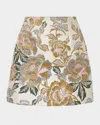 Carolina Herrera Metallic Floral Jacquard Miniskirt In White