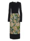 Carolina Herrera Floral Jacquard Crewneck Midi Dress In Multi
