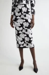 Carolina Herrera Floral Jacquard Pencil Skirt In Black