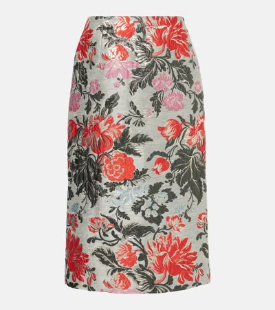Carolina Herrera Floral Jacquard Pencil Skirt In Multicoloured