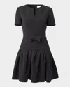 Carolina Herrera Floral Jacquard Short-sleeve Mini Dress In Black