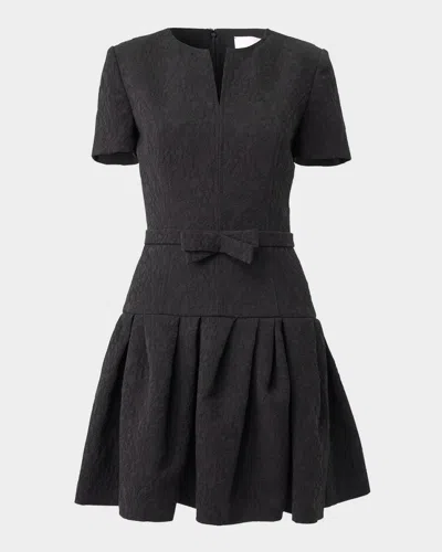 CAROLINA HERRERA FLORAL JACQUARD SHORT-SLEEVE MINI DRESS