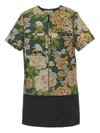 Carolina Herrera Floral-jacquard Velvet Mini Day Dress In Green