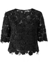 Carolina Herrera 3d Floral Lace Top In Black