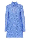 Carolina Herrera Floral-lace Mini Dress In Blue