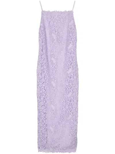 Carolina Herrera Floral-lace Square-neck Dress In Purple