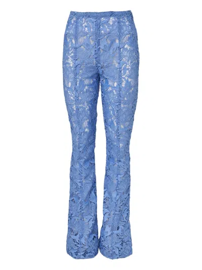 Carolina Herrera Floral-lace Trousers In Blue