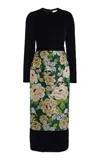 Carolina Herrera Floral Midi Dress In Black