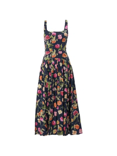Carolina Herrera Floral Midi Dress In Multi
