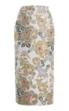 Carolina Herrera Floral Midi Skirt In Ivory