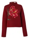 Carolina Herrera Floral Jacquard Cotton And Wool Sweater In Red