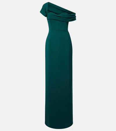 Carolina Herrera Floral Off-shoulder Crêpe Gown In Green