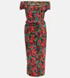Carolina Herrera Floral Off-shoulder Midi Dress In Multicoloured