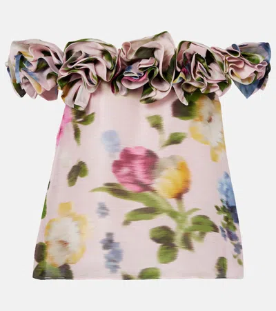 Carolina Herrera Floral Off-shoulder Linen And Silk Top In Multi