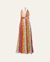 Carolina Herrera Deep V Halter Neck Wrapped Waist Gown In Brwn Ovrfl