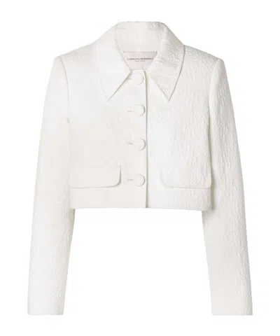 Carolina Herrera Floral Pattern Casual Jacket In White