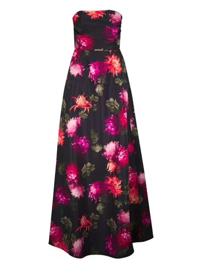 CAROLINA HERRERA FLORAL-PATTERN STRAPLESS MAXI DRESS