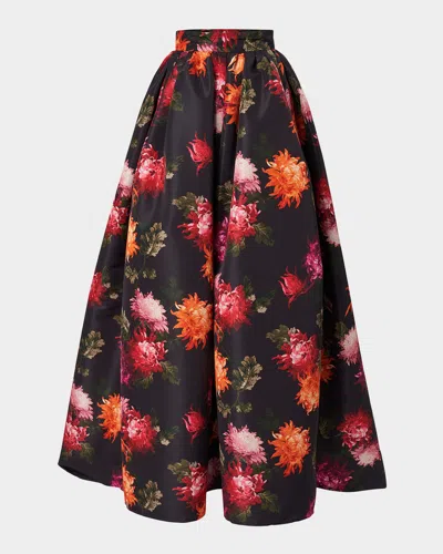 Carolina Herrera Pleated Floral-print Faille Maxi Skirt In Multi