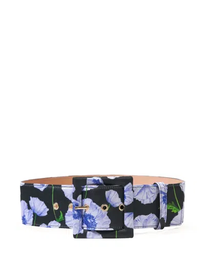 Carolina Herrera Floral-print Belt In Black