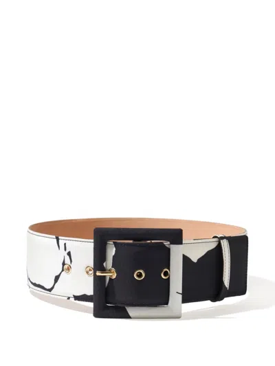Carolina Herrera Floral-print Belt In Black