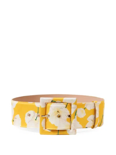Carolina Herrera Floral-print Belt In Yellow