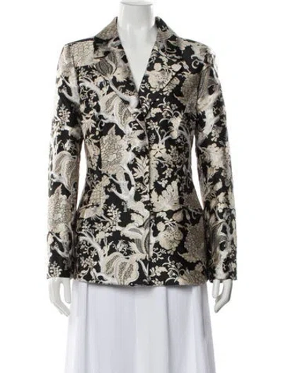 Pre-owned Carolina Herrera Floral Print Blazer In Black