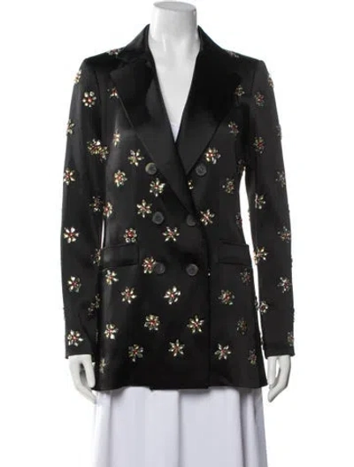 Pre-owned Carolina Herrera Floral Print Blazer In Black