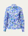 Carolina Herrera Floral-print Blouse In Delphinium Mult