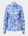 Carolina Herrera Floral-print Blouse In Delphinium Mult