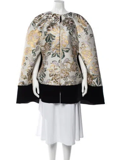 Pre-owned Carolina Herrera Floral Print Cape W/ Tags In Multicolor