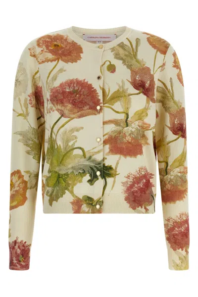 CAROLINA HERRERA FLORAL PRINT CARDIGAN