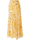 Carolina Herrera Floral-print Chiffon Midi Skirt In 白色