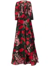 Carolina Herrera Floral-print Collarless Gown In Pink