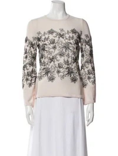 Pre-owned Carolina Herrera Floral Print Crew Neck Sweater In Multi