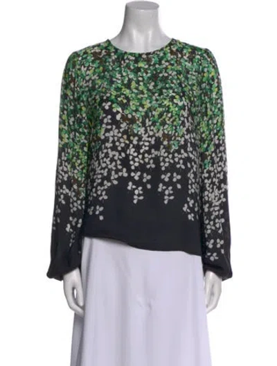 Pre-owned Carolina Herrera Floral Print Crew Neck Sweatshirt In Green