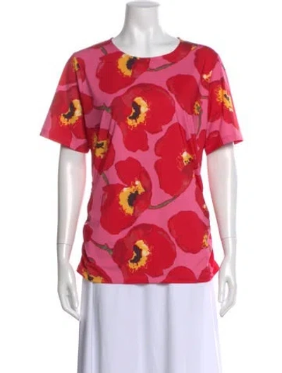 Pre-owned Carolina Herrera Floral Print Crew Neck T-shirt In Pink